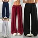 American Style Women's Loose Casual Drawstring Sports Wide Leg Yoga Pants Flared Pants Boutique Clothing_ecoleips.com