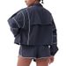 Women's Loose Fit Workout Jacket & Yoga Set - Quick Dry Long Sleeve Running Tennis Sports Top With Shorts_ecoleips.com