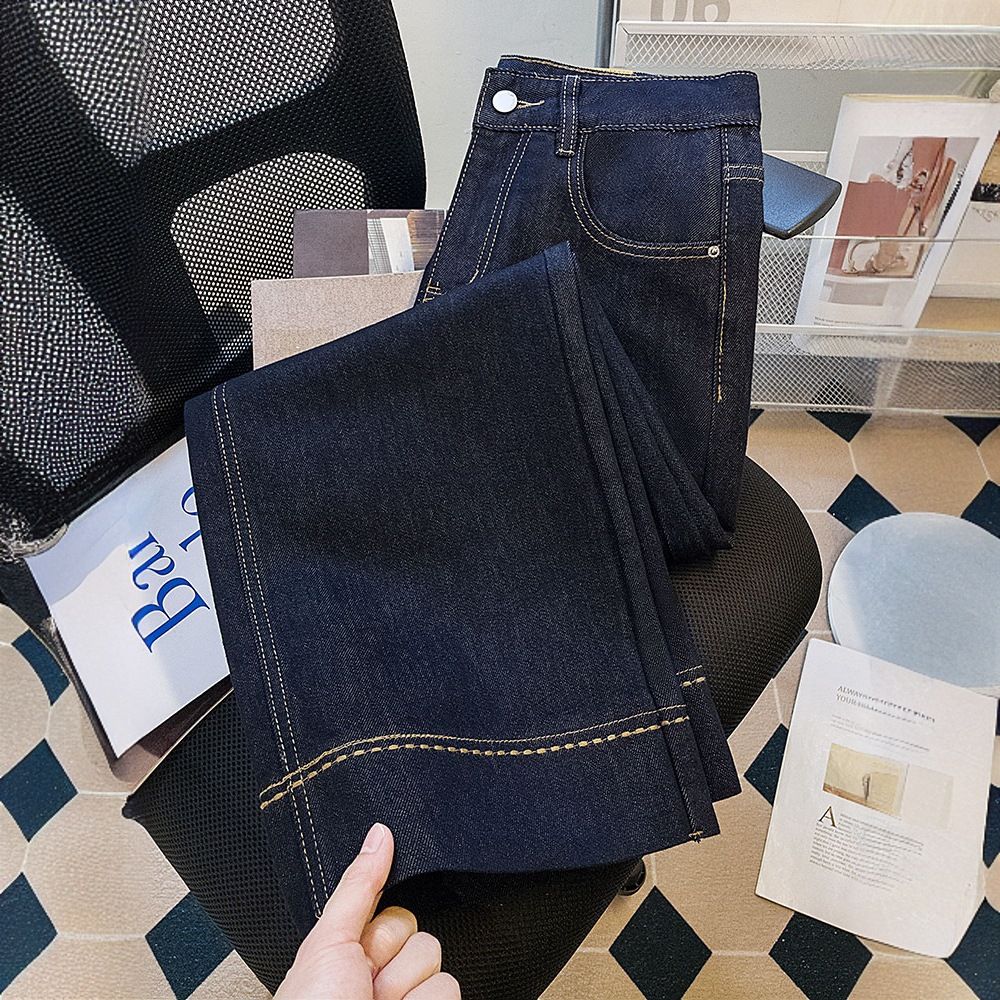 Women's Wide Leg Jeans Denim Blue Slim Fit Cropped Casual Straight Leg Pants off White Spring Autumn New Arrival_ecoleips.com