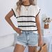 Real Shot Of 2026 Spring/summer Striped Cable Knit Casual Loose-fitting Sweater For Vacation. Independent Website_ecoleips.com