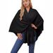 Women's Clothing V Neck Shawl Cape Coat Loose Fit Autumn Winter Outerwear Stylish_ecoleips.com