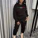 Women's Fleece-Lined Sweatshirt & Pants Set – Cozy Casual Two-Piece Outfit, Round Neck Print Top, Soft Polyester, Sizes S-XXL (Black)_ecoleips.com