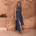 Vintage Wash Denim Shirt Dress Women's Sleeveless Belted Midi Cross-Tie Waist A-Line Silhouette S to XL_ecoleips.com
