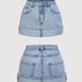High Waisted Rolled up Denim Mini Skirt for Women Versatile Sexy Anti Exposure Short Skirt for Travel_ecoleips.com