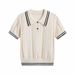 Women's Knit Sweater Summer New Fashion College Style Color Block Pullover Top_ecoleips.com