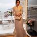 Elegant Printed Blazer & Pants Set – V-Neck Button-Down Office Suit, Princess Sleeves & Wrinkle-Resistant Fabric (S-Xxl, Cream)_ecoleips.com