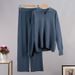 Cross-Border European And American Autumn Winter Sweater Suit Polo Collar Knitted Pullover + Wide-Leg Trousers Two-Piece_ecoleips.com