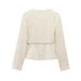 Textured Belted Blazer – Vintage-Inspired Long Sleeve Jacket (XS/S/M/L, Polyester & Distressed Finish)_ecoleips.com
