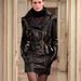 Women's PU Motorcycle Leather Jacket Slim Fit Lapel Multi Zip Design Paired with Bodycon Skirt Set_ecoleips.com