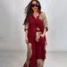 K New Elegant And Sexy Printed Mid Length Top, Wide Leg Pants Two-piece Set_ecoleips.com