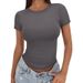 Women's Casual round Neck T-Shirt Summer Versatile Slim Fit Short Sleeve Top Sexy Style_ecoleips.com