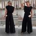 Women's Clothing Summer Women's Fashion Solid Color Round Neck Top Wide Leg Pants Suit_ecoleips.com