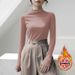 The Maillard Style Autumn And Winter Innerwear Warm German Velvet Semi-High-Neck Long-Sleeved T-Shirt Women's Base Layer_ecoleips.com