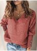 Women's Solid Color Long Sleeve V-Neck Knitwear Sweater Casual American Style Autumn Winter Pullover Clothing_ecoleips.com