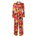 Women's Clothing New Fashion Print Two Piece Suit Lapel Tie Shirt Wide Leg Pants Suit_ecoleips.com