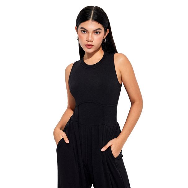 Voya Popular Women's Clothing With Sexy And Spicy Design, Slim Waist And Side Bones, Fashionable Knitted Jumpsuit_ecoleips.com