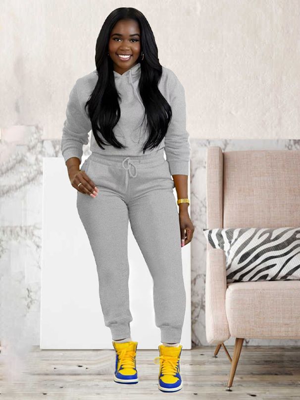 Women's Clothing Autumn And Winter Women's Clothing Hooded Sweatshirt Casual Pullover Top Drawstring Pocket Pants Sports Suit_ecoleips.com