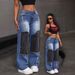 Women's Clothing Patchwork Patchwork Denim High Waist Tight Hip Raw Edge Women's Straight Denim_ecoleips.com