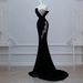Elegant Black Strapless Mermaid Evening Dress With High Slit & Sequins For Prom, Banquet, Hosting, Runway Shows & Performances_ecoleips.com