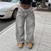 Women's Light Gray Straight Leg Jeans Non-Stretch Washed Retro Spring/Autumn Regular Fit Solid Color Denim_ecoleips.com