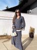 Bohemian Print Lounge Set – Women's Long Sleeve Shirt & High Waist Pants Outfit, Loose Fit Ethnic Two-Piece (Black/Grey/Blue, S-5XL)_ecoleips.com