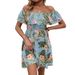 Cross-border 2026 Summer Elegant Women's Printed Off-Shoulder Straight Collar Ruffle Dress A-line Skirt European And_ecoleips.com