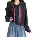 Short Drawstring Hooded Sweatshirt For Women, Spring And Autumn Plus Size, Stylish Design, Regular Shoulder Top, Trendy_ecoleips.com