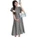 Summer New Korean Fashion Plaid Maternity Nursing Dress_ecoleips.com