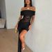 Women's Slim Fit Strapless Dress Mesh Hollow Splicing One Shoulder Elastic Pleated Relaxed Everyday Wear Comfortable Feshion_ecoleips.com