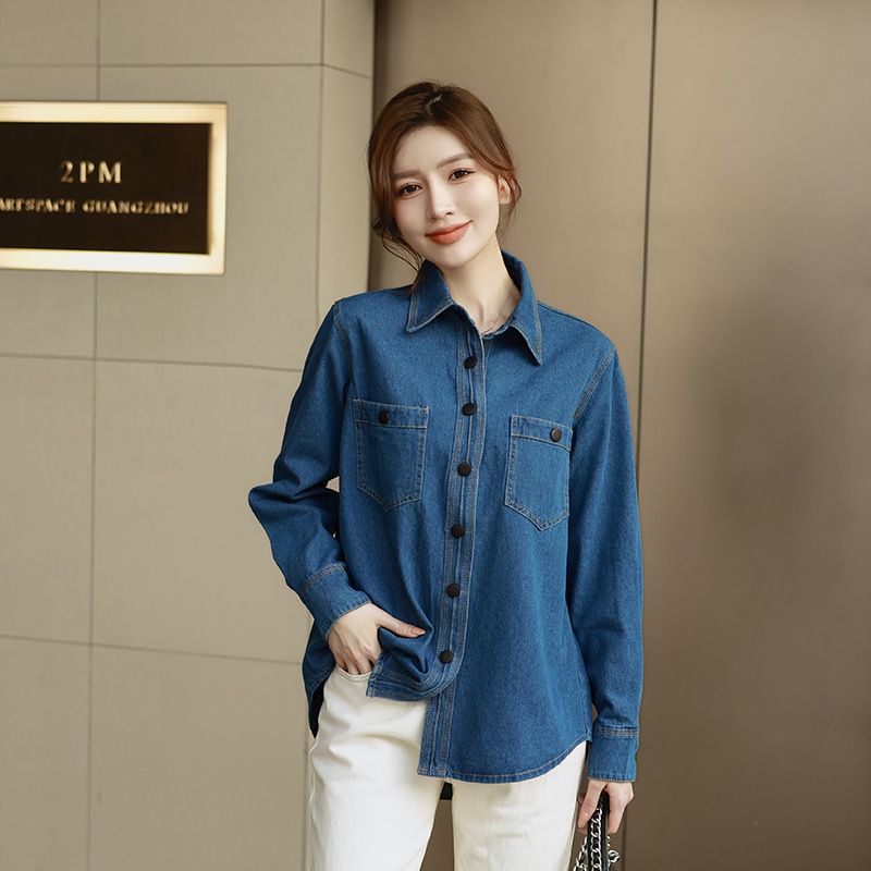 Real Shot Of Spring: Classic Design Replica, Skin-friendly Casual Denim Shirt Jacket For Women, Simple Style_ecoleips.com
