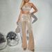 women's fashion sexy halter neck vest sequins slim fit flared trousers two-piece set_ecoleips.com
