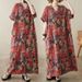 Real Shot Of 2024 Summer V-neck Cotton-linen Plus-size Loose-fitting Artistic Vacation-style Beach Dress, Vintage_ecoleips.com