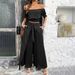 Women's Clothing Spring And Summer Temperament Solid Color Belly Baring Top Wide Leg Pants Suit_ecoleips.com