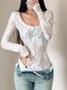 K Pure Desire Style Sexy See-Through Round-Neck Long Sleeve Bodycon Tank Top For Slim And Flirty Ladies_ecoleips.com