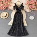 Women's Clothing Temperament Sequins Host Aura Queen Dress V Neck Long Dress Fishtail Hip Dress_ecoleips.com