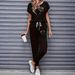 Women's Color Block Trim Casual Suit European American Style Simple Loose Fit Short Sleeve Spring Summer Autumn New_ecoleips.com
