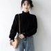 Top: Niche Design For Women, Spring, Autumn, Winter, White Turtleneck Lace Patchwork With Ruffled Edges, Long-Sleeve Bas_ecoleips.com