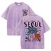 Seoul Beautiful Scenery Printed Washed T Shirt Female Summer Crewneck Clothes Trendy Cotton Short Sleeve Casual New T-Shirts_ecoleips.com