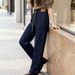 "High-Waisted Flared Jeans – Stretch Denim Pants With Lined Warmth (Plus Size, Black/Deep Blue)"_ecoleips.com