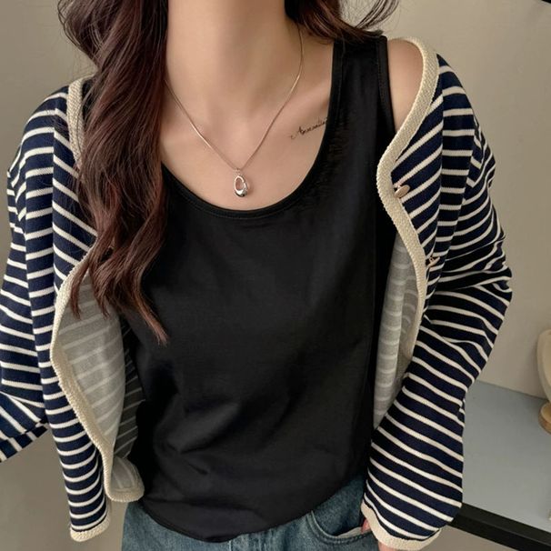 2026 New Women Summer Casual Tank Tops Solid Color All-Match Basic Sleeveless Vest Female Korean Simple Loose O-Neck Camis Top_ecoleips.com