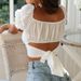 2026 European American Cross-border One-shoulder Low-cut Short-sleeve With Bow And Back Tie, Sweet Solid Color Top For_ecoleips.com