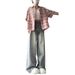 American Retro-style Drapey Jeans For Women, Spring/summer Design, High-waisted, Slimming, Petite-friendly,_ecoleips.com