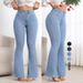 European American Style Women's Stretch Slim Fit Flared Jeans High Waist Hip Lifting Slightly Flared Pants_ecoleips.com