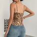 Women's Leopard Print Lace Trim Camisole Top, Sheer Tie-Front Sleeveless Cami For Layering_ecoleips.com