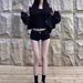 Women's American Style Low Rise Hot Pants Sexy Stretchy Tight Fitting Black Denim Shorts for Spring And Summer Wear_ecoleips.com