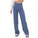 Women's Clothing Casual Straight Leg Pants High Waist Button Elastic Multiple Pockets Fashion_ecoleips.com