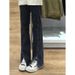 Plus-size High-waisted Slit Straight-leg Jeans For Plus-size Women, New Spring 2025 Loose Wide-leg Floor-length Pants_ecoleips.com