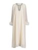 Aria Basics Aria Basics European And American Hot-Selling Celebrity Style 2026 Spring New Round Neck Rhinestone Pleated Ostrich Feather_ecoleips.com