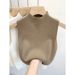 Half-high Collar Knitted Camisole For Women, Base Layer Top, 2025 Autumn And Winter Sleeveless Vest, Outerwear Sweater_ecoleips.com