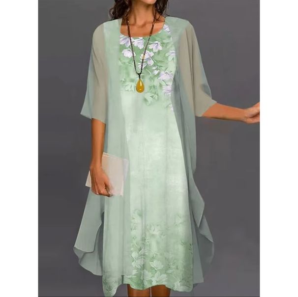 2026 Europe And The United States Summer Women's Casual Dress Two-piece Floral Print Round Collar Repair Maxi_ecoleips.com